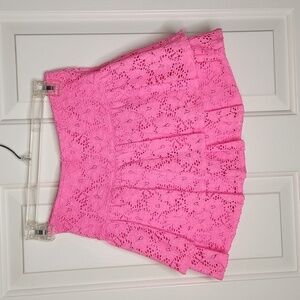 H&M Girls Bright Pink Lace Tiered Skirt  10/12 NWT
